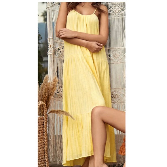PQ SWIM Ramona Tiered Maxi Dress in CITRINE NWT - Picture 5 of 12